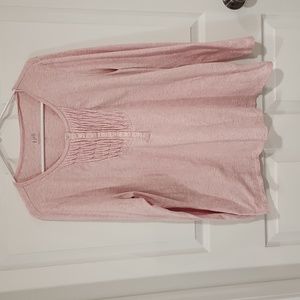 JJill Pink Pleated Henley LS Size XL